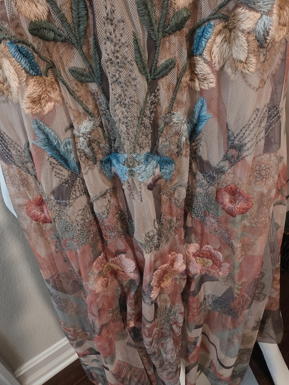 Johnny Was Floral Embroidered Sleeveless Mesh Dress - Multicolor Size M - Picture 11 of 12